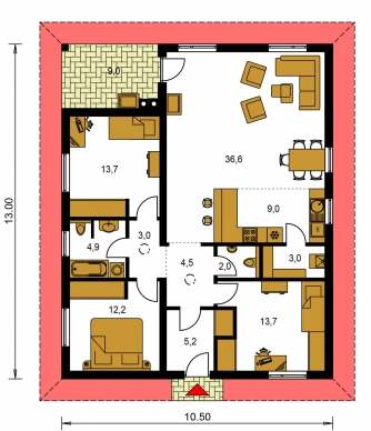 Mirror image | Floor plan of ground floor - BUNGALOW 158